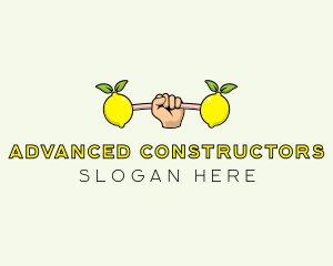 Gym Lemon Dumbbell logo design