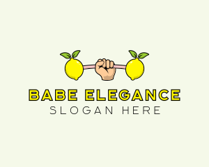 Fitness Lemon Dumbbell logo design