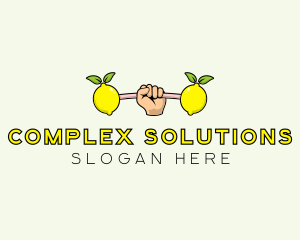 Gym Lemon Dumbbell logo design