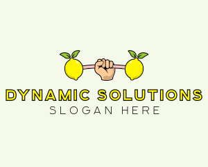 Gym Lemon Dumbbell logo design