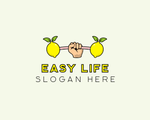 Fitness Lemon Dumbbell logo design