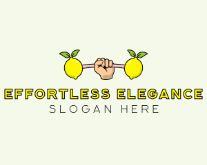 Fitness Lemon Dumbbell logo design