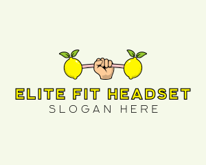 Fitness Lemon Dumbbell logo design