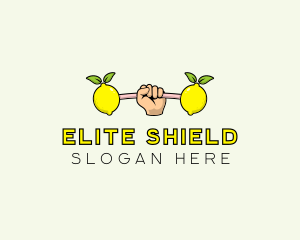 Fitness Lemon Dumbbell logo design