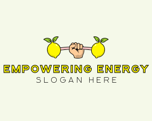 Fitness Lemon Dumbbell logo design