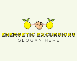 Gym Lemon Dumbbell logo design