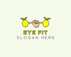 Fitness Lemon Dumbbell logo design