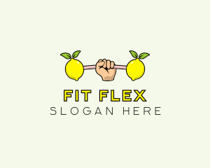 Fitness Lemon Dumbbell logo design