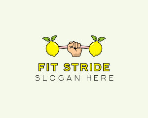 Fitness Lemon Dumbbell logo design