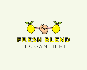 Fitness Lemon Dumbbell logo design