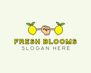 Fitness Lemon Dumbbell logo design