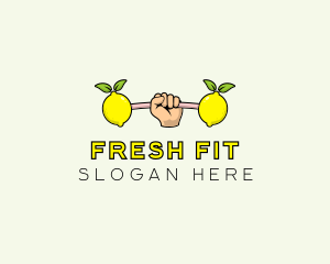 Fitness Lemon Dumbbell logo design