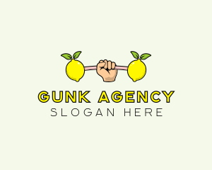 Gym Lemon Dumbbell logo design