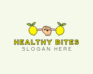 Fitness Lemon Dumbbell logo design