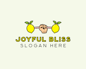 Fitness Lemon Dumbbell logo design