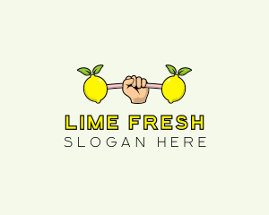 Fitness Lemon Dumbbell logo design