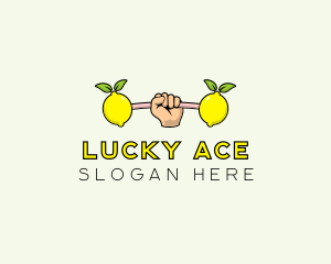 Gym Lemon Dumbbell logo design