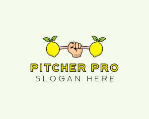 Gym Lemon Dumbbell logo design