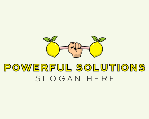 Fitness Lemon Dumbbell logo design