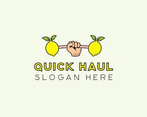 Fitness Lemon Dumbbell logo design