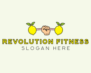 Fitness Lemon Dumbbell logo design