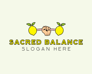 Fitness Lemon Dumbbell logo design