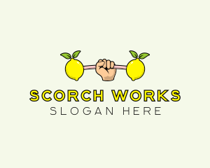 Fitness Lemon Dumbbell logo design