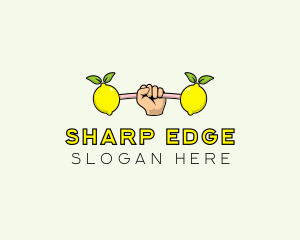 Gym Lemon Dumbbell logo design