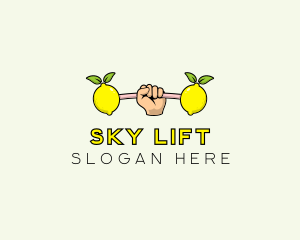 Gym Lemon Dumbbell logo design