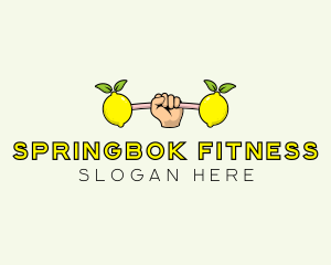 Fitness Lemon Dumbbell logo design