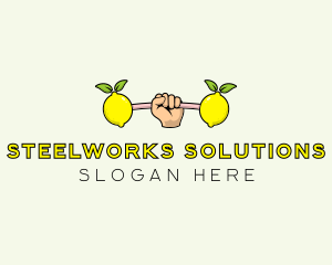 Fitness Lemon Dumbbell logo design