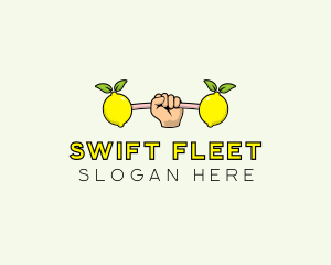 Gym Lemon Dumbbell logo design