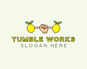 Gym Lemon Dumbbell logo design