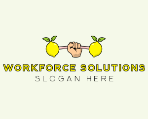 Fitness Lemon Dumbbell logo design