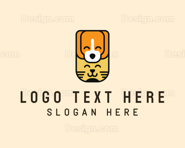 Cute Cartoon Dog Cat Logo