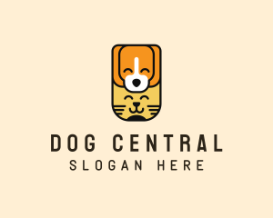 Cute Cartoon Dog Cat logo design