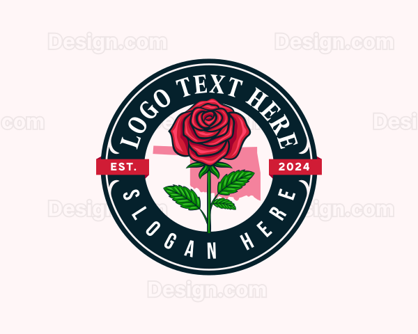 Oklahoma Rose Flower Logo