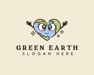 Cute Heart Earth logo design