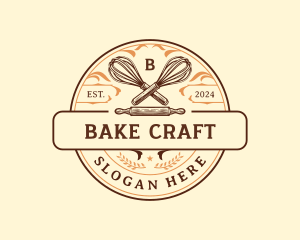 Baking Whisk Rolling Pin logo design