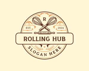 Baking Whisk Rolling Pin logo design