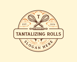 Baking Whisk Rolling Pin logo design