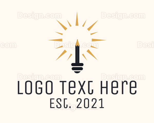 Pencil Light Bulb Logo