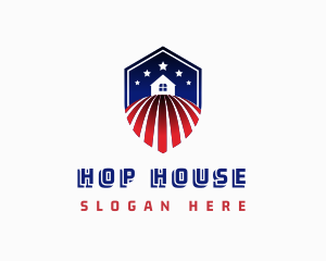 Stars and Stripes House Shield logo design