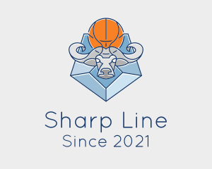 Basketball Bull Line logo design