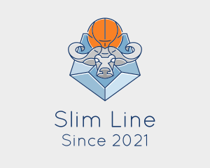 Basketball Bull Line logo design