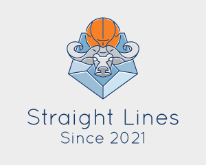 Basketball Bull Line logo design