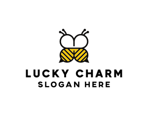 Bee Four Leaf Clover logo design