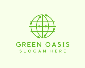 Green Nature Conservation Globe logo design