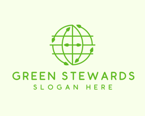 Green Nature Conservation Globe logo design