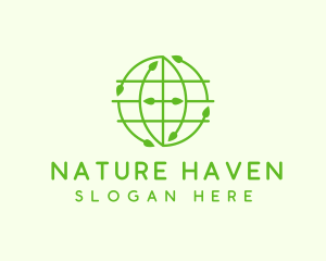 Green Nature Conservation Globe logo design